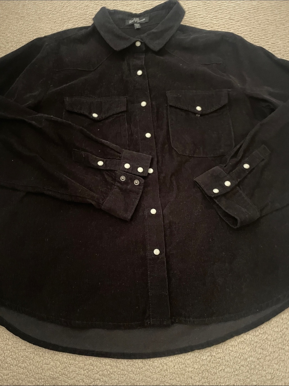 Velvet Heart Black corduroy snap Button-Up Top